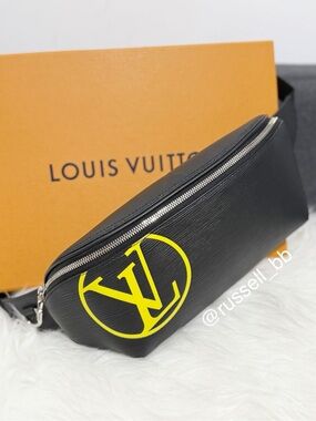 Louis Vuitton Black Epi Leather Bumbag with Yellow Circle Patchwork Logo